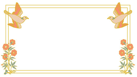 vintage birds and flower square frame backgroundのイラスト素材