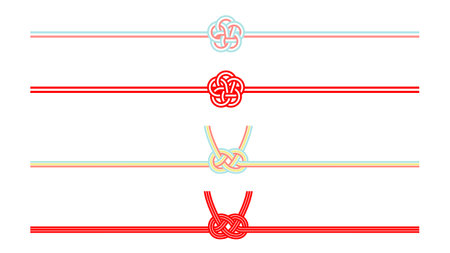Modern Mizu draw set plum knot and awaji knotのイラスト素材