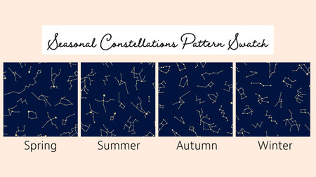 seasonal constellation seamless pattern swatch setのイラスト素材