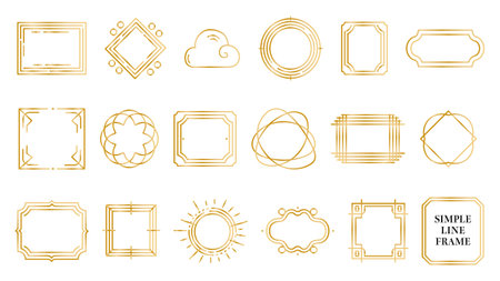 Set of golden frames. Design elements for invitations, greeting cards. Vector illustrationのイラスト素材