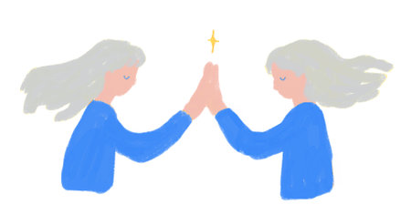 Illustration of a pair of women giving a high five to each other