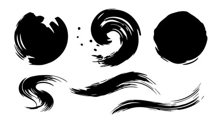 Set of black grunge brush strokes. Vector illustration for your designのイラスト素材