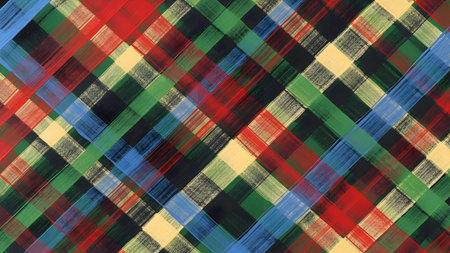 diagonal tartan plaid pattern in red, green,black and blueの素材