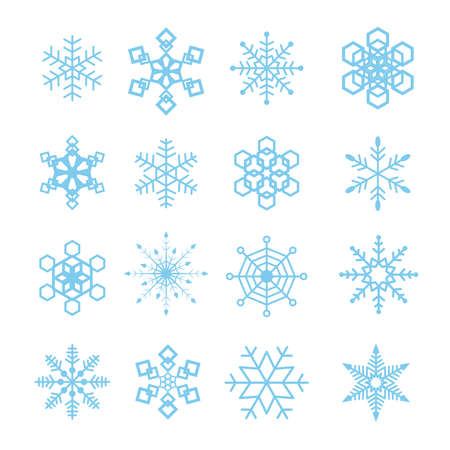 Snowflake icon set (simple, light blue)のイラスト素材