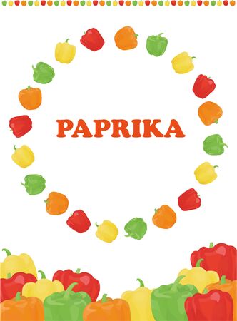 Design materials for decorative lines, circles, and backgrounds made of paprika.のイラスト素材