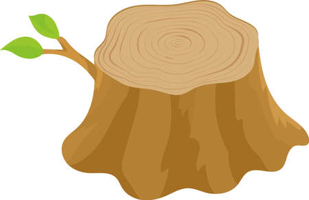 Vector illustration of a stump with branches.のイラスト素材