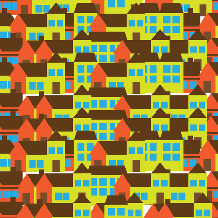 city view ornament seamless pattern. vector illustrationのイラスト素材