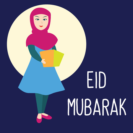 eid mubarak gift for eid fitr holiday (islamic holiday). vector illustrationのイラスト素材