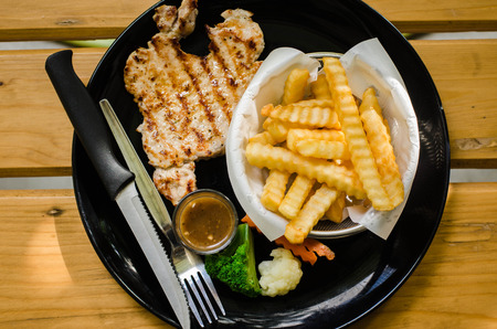 Selective focus of pork-chopの写真素材