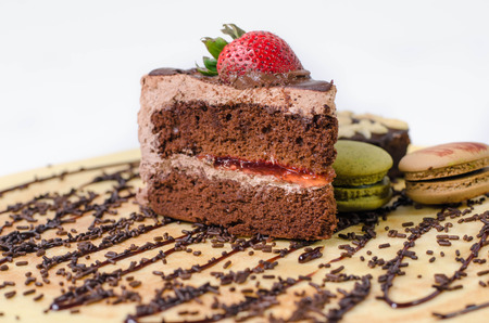 Piece of chocolate cakes with warm fudge sauce.の写真素材