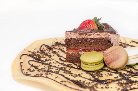 Piece of chocolate cakes with warm fudge sauce.の写真素材