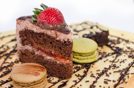 Piece of chocolate cakes with warm fudge sauce.の写真素材