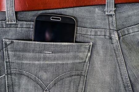phone in jeans pocket.の写真素材