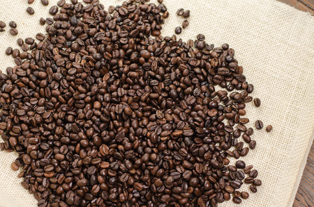 preparation for a coffee menu is made from coffee beans, line and burlapの写真素材