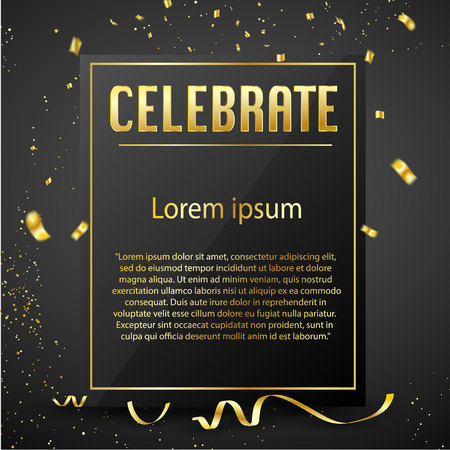 celebrate Confetti display with text and ribbon for holiday and celebration background design.のイラスト素材