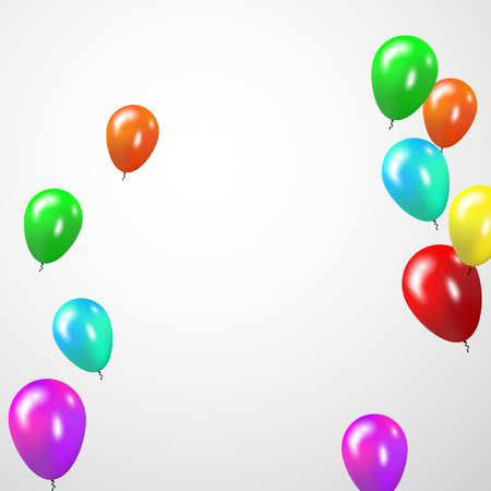 colorful balloons, vector illustration. Confetti and ribbons, Celebration background template with.のイラスト素材