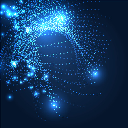 Abstract geometric technology shape of glowing particles Light neonのイラスト素材