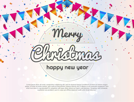 Christmas Landscape Vector greeting lights card and backgroundのイラスト素材