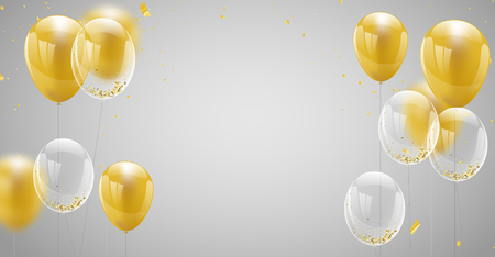 Celebration banner with Gold balloons background. Sale Vector illustration.のイラスト素材