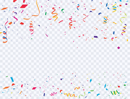 Celebration background template with confetti and colorful ribbons carnival. luxury greeting rich card.のイラスト素材