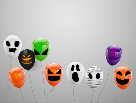 Halloween Carnival Background, Orange purple balloons, concept design Party, Celebration Vector illustration.のイラスト素材