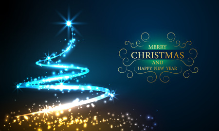 Christmas lights tree bokeh background with party vector posterのイラスト素材