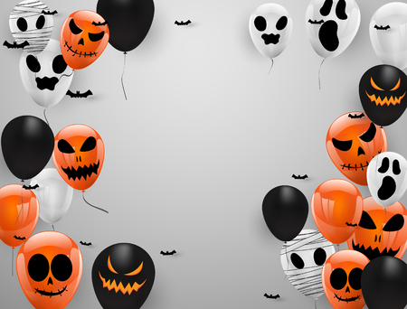 Halloween Carnival Background, Orange purple balloons, concept design Party, Celebration Vector illustration.のイラスト素材