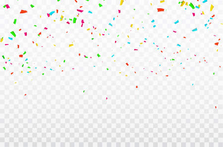 White background with colorful confetti Celebration carnival ribbons. luxury greeting rich card.のイラスト素材