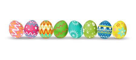 Happy Easter background.set shine decorated eggsのイラスト素材
