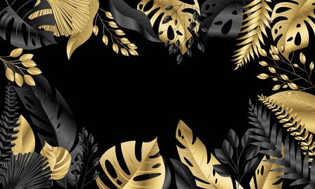 Vector leaves gold set Design banner Spring background. Vector illustration template.のイラスト素材