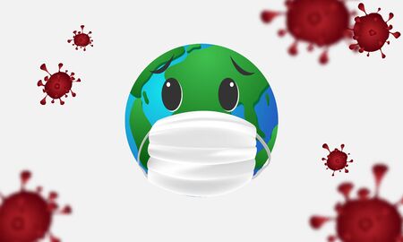 Earth in a medical mask, Coronavirus or Corona virus concept. covid-19のイラスト素材