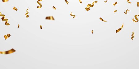 Celebration background template with confetti gold ribbons. luxury greeting rich card.のイラスト素材