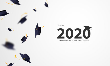 congratulations graduates class of 2020, banner  vector illustration and design for poster card,のイラスト素材