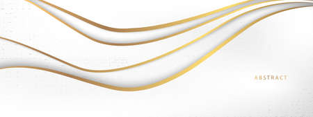 Abstract grey and gold background poster with dynamic waves. technology network Vector illustration.のイラスト素材