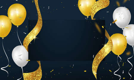 Grand Opening Card with Golden Ribbon Background glitter frame template.のイラスト素材