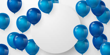 Celebration party banner with Blue color balloons background. Sale Vector illustration. Grand Opening Card luxury greeting rich. frame template.の写真素材