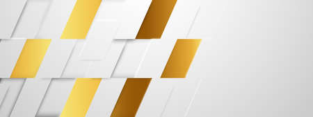 Abstract architecture background, 3d illustration, white squares and modern golden wallpaper can be used in cover design, book design, poster, flyer, website background or advertisement.のイラスト素材