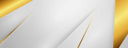 Abstract architectural background 3d illustration white and gold color modern geometric wallpaper can be used in cover design, book design, flyer, website background or advertising.のイラスト素材