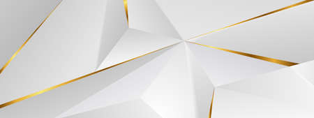 Abstract architectural background 3d illustration white and gold color modern geometric wallpaper can be used in cover design, book design, flyer, website background or advertising.のイラスト素材
