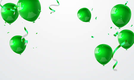 Celebration party banner with green balloons background. Sale Vector illustration. Grand Opening Card luxury greeting rich.のイラスト素材