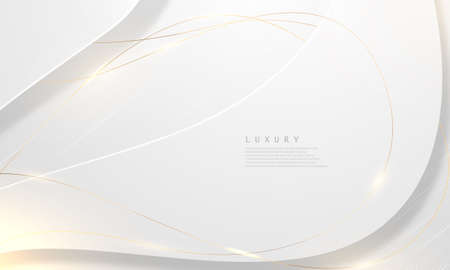 Abstract white and gray background with gorgeous golden line decoration.のイラスト素材