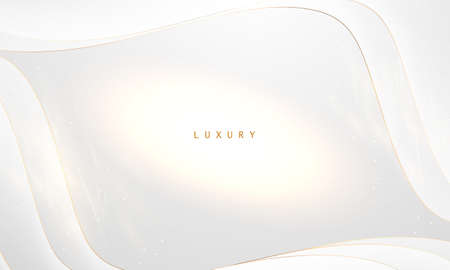Abstract white and gray background with gorgeous golden line decoration.のイラスト素材
