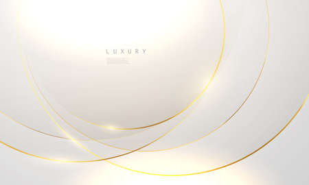 Abstract white and gray background with gorgeous golden line decoration.のイラスト素材