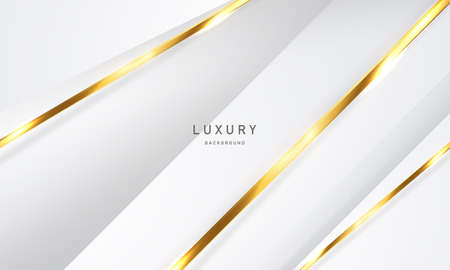 Abstract white and gray background with gorgeous golden line decoration. Luxurious.のイラスト素材
