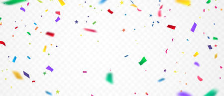 Celebration background template with confetti and gold ribbons. luxury greeting rich card.のイラスト素材