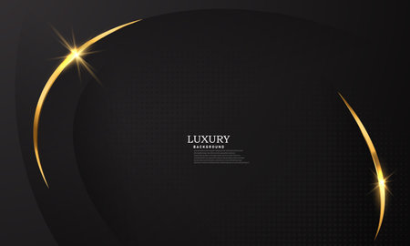 the splendor of luxury black gold poster on abstract background with dynamicのイラスト素材