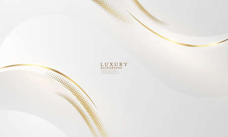 Abstract white and gray background with gorgeous golden line decoration.のイラスト素材