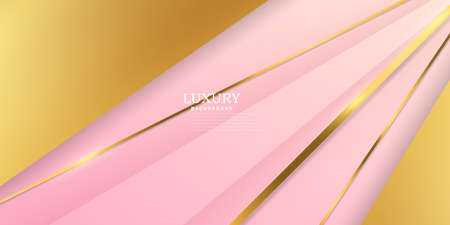 Abstract pink and gold background with gorgeous golden line decoration.のイラスト素材