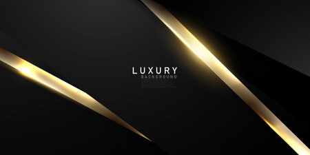 the splendor of luxury black gold poster on abstract background with dynamicのイラスト素材
