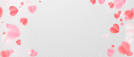 Pink rose petals and pink hearts will fall on abstract floral background with gorgeous rose petal greeting card design.のイラスト素材